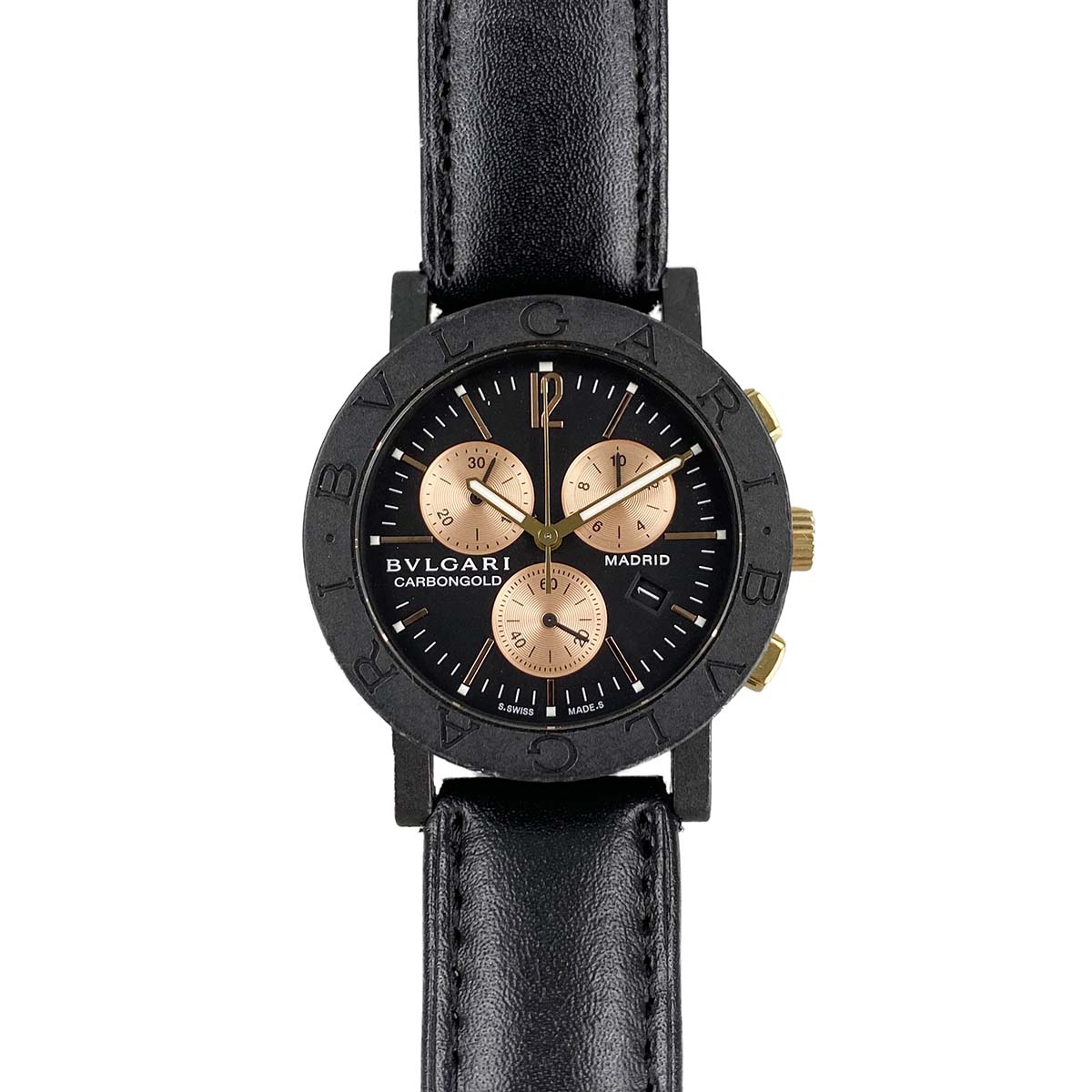 ブルガリ クロノグラフ カーボン ブラック ゴールド BB38CLCH 腕時計