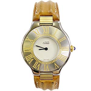 カルティエ マスト21 ステンレススチール レザー シルバー ホワイト 腕時計