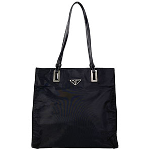 プラダ ナイロン レザー ブラック トートバッグ