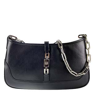 グッチ ジャッキー レザー ブラック チェーン ショルダーバッグ