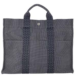 エルメス エールラインMM ナイロン キャンバス グレー トートバッグ