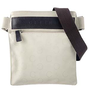 セリーヌ Cマカダム ナイロンジャガード レザー ホワイト ブラック ウエストバッグ