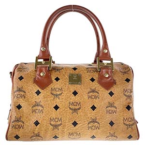 MCM ヴィトセス PVC レザー ブラウン ボストンバッグ