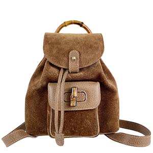 グッチ バンブー スエード レザー ブラウン リュック