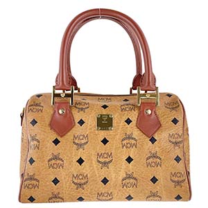 MCM ヴィトセス PVC レザー ブラウン ボストンバッグ