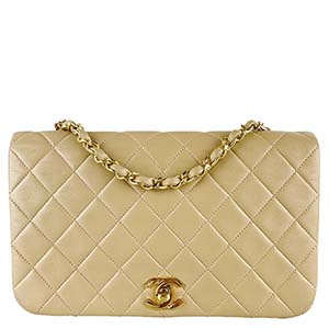 シャネル マトラッセ 23㎝ ラムスキン ベージュ ショルダーバッグ