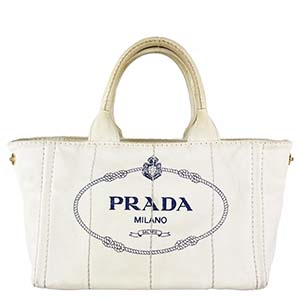 プラダ カナパ キャンバス ホワイト トートバッグ