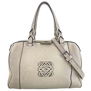 ロエベ アナグラム レザー ベージュ 2WAY ハンドバッグ