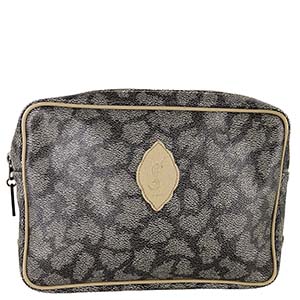 サンローラン ジラフ PVC レザー グレー ベージュ セカンドバッグ