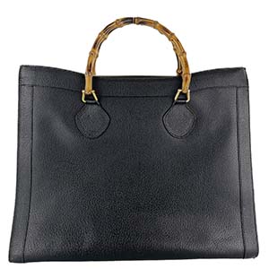 グッチ バンブー レザー ブラック ハンドバッグ