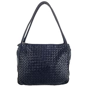 ボッテガ・ヴェネタ イントレチャート レザー ブラック ショルダーバッグ