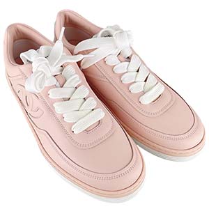 シャネル CCロゴ カーフスキン ピンク スニーカー