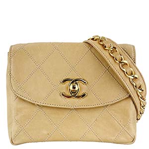 シャネル ビコローレ マトラッセ ラムスキン ベージュ ウエストバッグ