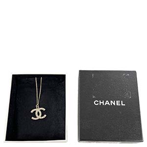 シャネル CCロゴ メタル ラインストーン ゴールド ネックレス