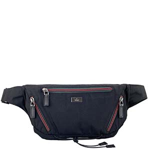 グッチ シェリーライン ナイロン レザー ブラック ボディバッグ