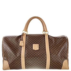 セリーヌ マカダム PVC レザー ブラウン ボストンバッグ