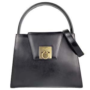 セリーヌ ガンチーニ レザー ブラック 2WAY ハンドバッグ