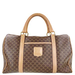 セリーヌ マカダム PVC レザー ブラウン ボストンバッグ