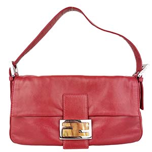 フェンディ マンマバゲット レザー べっ甲 レッド ショルダーバッグ