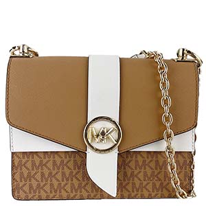 マイケルコース グリニッチ コンバーチブル スモール MKシグネチャー レザー  ペールピーナッツ クロスボディ