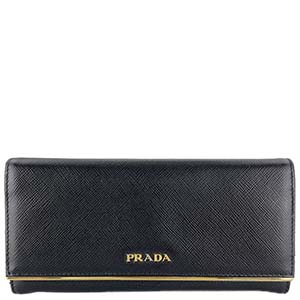 プラダ サフィアーノ レザー ブラック 二つ折り 長財布