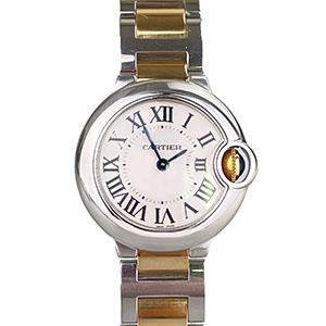 カルティエ バロンブルー SM コンビ クォーツ シルバー イエローゴールド W69007Z3 腕時計