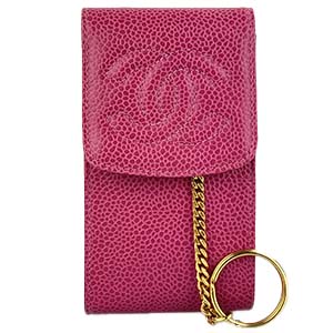 シャネル キャビアスキン CCロゴ ボルドー チェーン シガレットケース