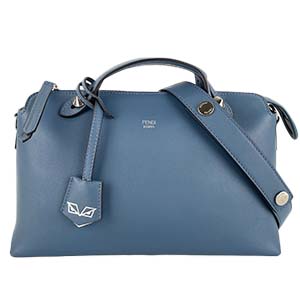 フェンディ バイ ザ ウェイ ミディアム カーフレザー ブルー 2WAY ハンドバッグ