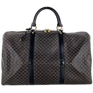 セリーヌ マカダム PVC レザー ブラック ボストンバッグ