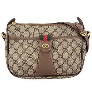グッチ オールドグッチ シェリーライン PVC レザー ベージュ ブラウン ショルダーバッグ