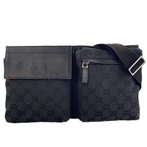 グッチ GGキャンバス キャンバス レザー ブラック ウエストバッグ