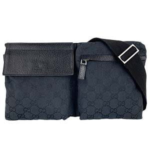 グッチ GGキャンバス キャンバス レザー ブラック ウエストバッグ