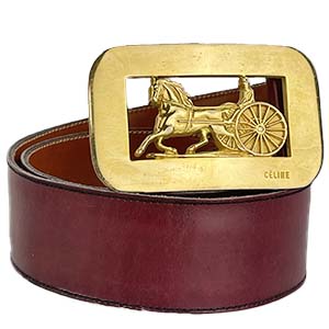 セリーヌ 馬車金具 レザー ボルドー ベルト