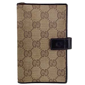 グッチ GGキャンバス レザー ブラウン 手帳カバー
