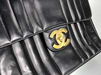 全体リカラー塗装 マドモアゼル 30㎝ ラムスキン ブラック チェーン ショルダーバッグ