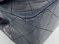 角の擦れ剥げ マトラッセ 23㎝ ラムスキン ブラック ショルダーバッグ A01113