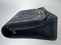 型崩れ マトラッセ 25㎝ ダイアナフラップ ラムスキン ブラック ショルダーバッグ A01165