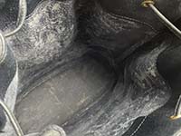 裏地の経年劣化 オールドシェリーライン PVC レザー ブラック 巾着 ショルダーバッグ
