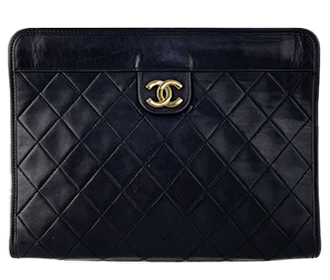 マトラッセ ラムスキン ブラック クラッチバッグ