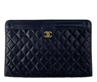 マトラッセ ラムスキン ブラック クラッチバッグ