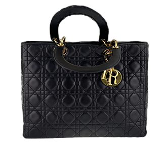 レディディオール カナージュ ラージ ラムスキン ブラック ハンドバッグ