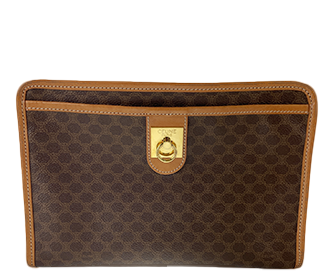 マカダム PVC レザー ブラウン ガンチーニ クラッチバッグ