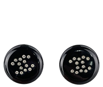 CCロゴ レジン ラインストーン ブラック ピアス