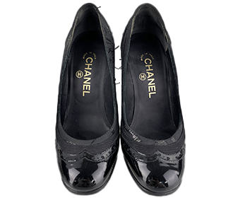 パーフォレーション パテント ブラック ウェッジソール パンプス G31216