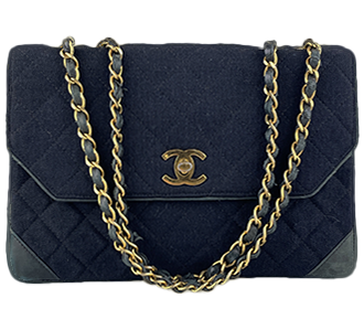 マトラッセ コットンキャンバス レザー ブラック ショルダーバッグ