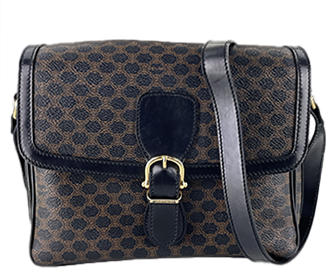 マカダム PVC レザー ブラック ショルダーバッグ