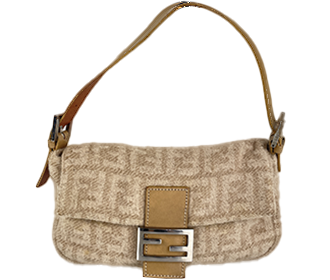 マンマバゲット ズッカ ウール レザー ベージュ ショルダーバッグ