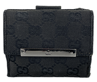 GGキャンバス レザー ブラック 二つ折り 財布